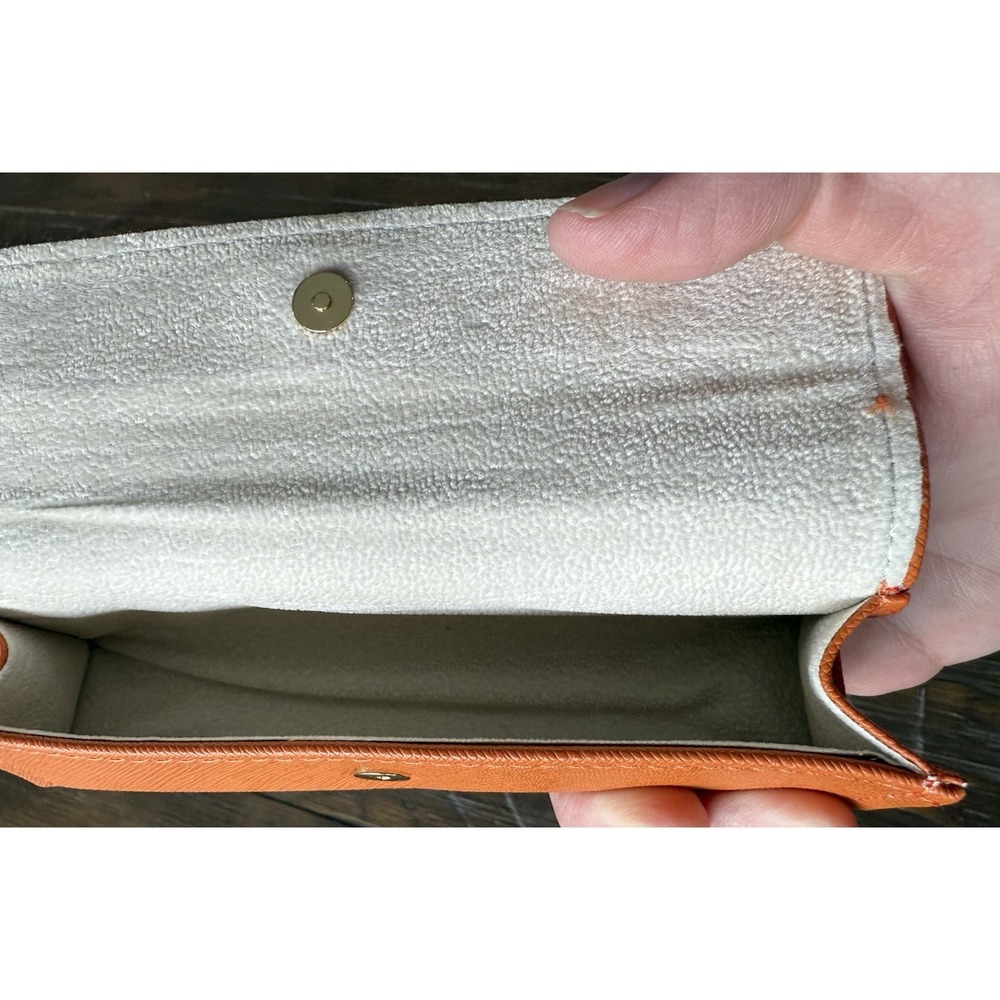 Tory Burch Authentic Eyeglasses Sunglasses Soft Case With Pouch Orange Gold Logo - Picture 4 of 6